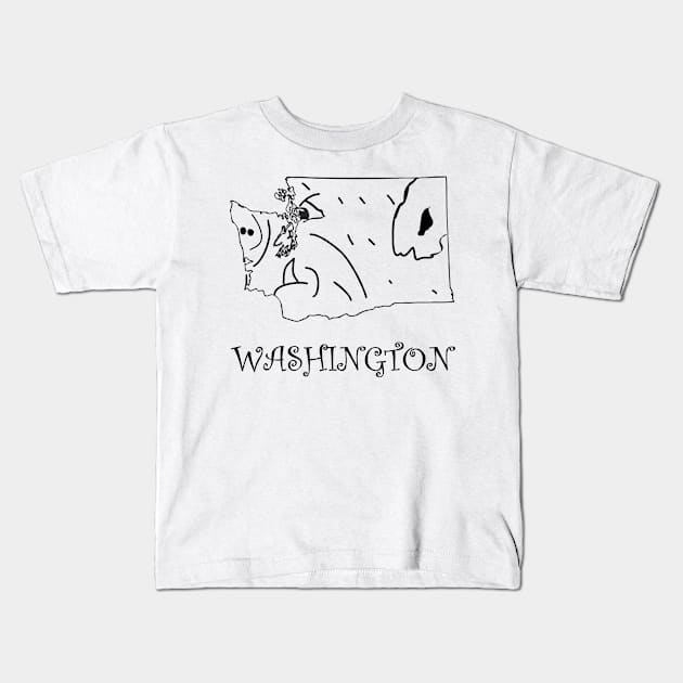 A funny map of Washington State Kids T-Shirt by percivalrussell